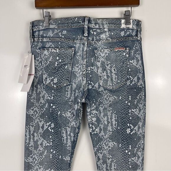 NEW Hudson Nico Mid Rise Super Skinny Jeans Blue Snake Print Women's Size 27 - Picture 9 of 9